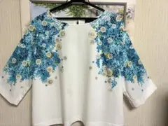 TALBOTS 花柄プリント 五分袖ブラウス ホワイトのサムネイル