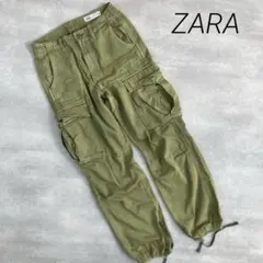 ZARA ザラ カーゴパンツ カーキ コットン　裾絞り ミリタリー M
