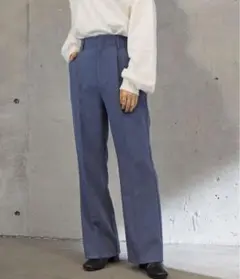 センタープレスセミフレアパンツ スラックス 青 ZARA moussy ユニクロ