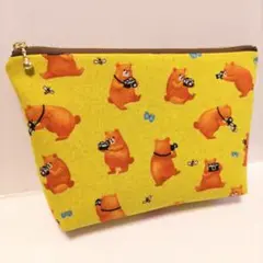 カメラマンくまさん ハンドメイド ポーチ 化粧ポーチ ファスナーポーチ