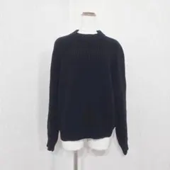 niko and 長袖リブニット セーター ウール混 ブラック ノームコア（3）