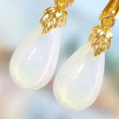 オパライト イヤリング ひと粒イヤリング 合成石 ハンドメイド アクセサリー