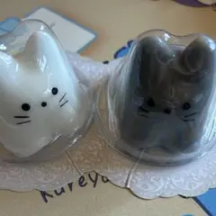 ねこプリン マスコット2 ガチャ 牛乳 黒ごま セット 台紙付き