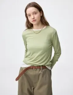 GU♡ソフトシアークルーネックT(長袖)