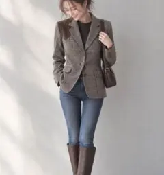 RALPH LAUREN 千鳥格子柄 テーラードジャケット 羊革