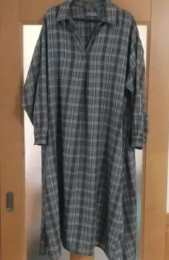 チェック柄 ゆったりワンピース