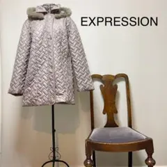 B8102【キルティング暖かい極上美品】EXPRESSION ステンカラーコート