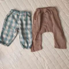 パンツセット サイズ80 チェック柄と無地