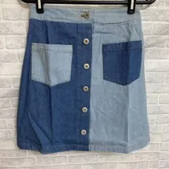 【新品】ナイスクラップ パッチワークデニムミニスカート　フリー　サックスブルー