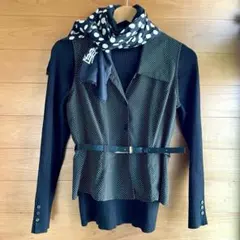 Vintage セット売り　スカーフ　ブラウス　ドット柄　水玉模様　黒白
