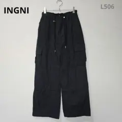 イング　カーゴパンツ　ワイド　ブラック　F　綿100％　ストリート　カジュアル