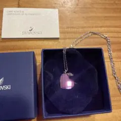 swarovski ハート　ネックレス　パープルピンク