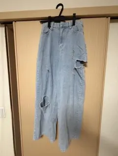 ダメージジーンズ ブルー レディース ハイウエストのサムネイル