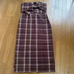 センスオブプレイス　パープル系チェック タイトスカート