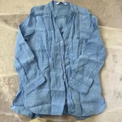 ZARA リネンシャツ ブルー Mサイズ