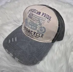 キャップ ヴィンテージ　アメカジ　バイク　ダメージ 　古着　デニム