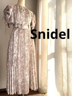 美品スナイデル　2wayオフショル&ボリューム袖プリーツマキシドレスワンピース