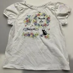 アナスイミニ　花柄刺繍のホワイトTシャツ　120センチ