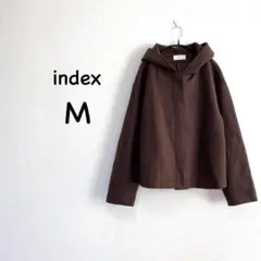 617◆index インデックス ショート丈 ピーコート フード付き ブラウン