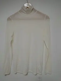 green label relaxing シアーハイネックニット オフホワイト