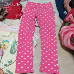 ハート柄ロングパンツ 130cm ピンク