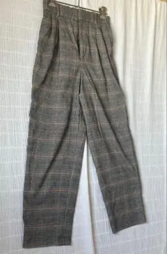 GU ツータックワイドテーパードパンツ（チェック） グレー Sサイズ