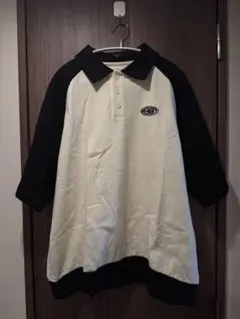 MEMORY ロゴ入り 半袖ポロシャツ ホワイト×ブラック 美品