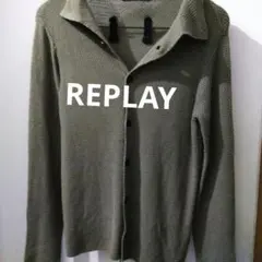 REPLAY オリーブグリーン メッシュカーディガンのサムネイル