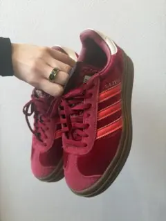 adidas GAZELLE ボルドー プラットフォーム スニーカー　23センチのサムネイル