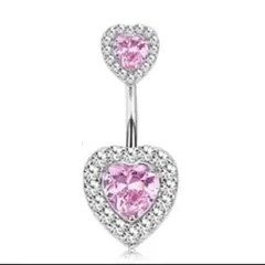 ハート型ピンクボディピアス　へそピアス　ピアス　ハート　ボディーピアス