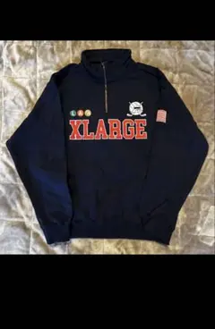 XLARGE ネイビー ハーフジップ スウェット