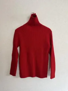 select MOCA セレクトモカ　タートルネックリブ編みセーター レッド