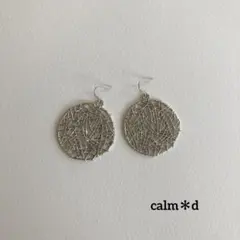 【375】シルバー 大ぶり 透かしサークル デザイン ピアス イヤリング