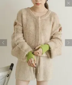 Kastane カスタネ MIXヤーン起毛3WAYカーディガン アイボリー