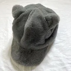 オンワード樫山　anyFAM ボアキャップ　グレー 猫耳 帽子　ファー　秋冬