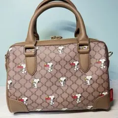 【美品】しまむらマカダム柄2wayPEANUTS スヌーピー ミニボストン