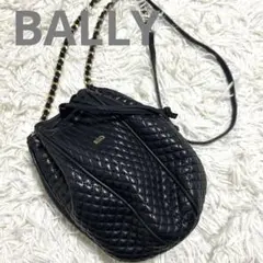 良品✨バリー キルティング チェーン 巾着 ショルダーバッグ ポシェット 黒