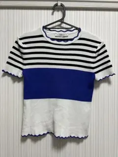 ZARA ストライプニットTシャツ 半袖