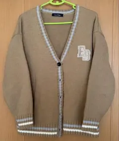 Eastboyロゴ刺繍 ベージュ長袖カーディガン