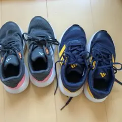 アディダス キッズ スニーカー　2足セット ネイビー&グレー