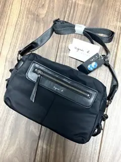 新品 アニエスベー 黒 ショルダーバッグ ナイロン シンプル 日常使い