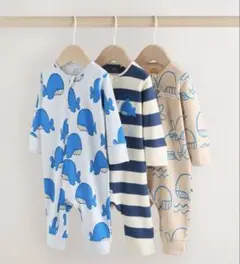 NEXT クジラ柄・ストライプ ベビーパジャマ3枚組