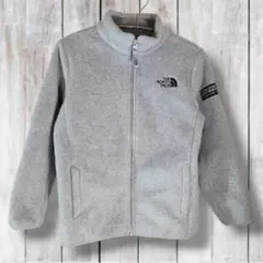 ノースフェイス キッズ フリースジャケット 140 グレー 刺繡ロゴ K0884
