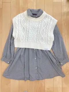 Lovetoxic チェック柄ワンピース&ニットセット