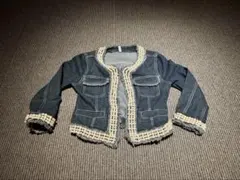 ROYAL PARTY デニムジャケット パール装飾付き　フリンジデザイン 1