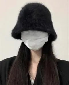 フェイクファー バケットハット ブラックのサムネイル