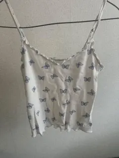 Hollister キャミソール バタフライ柄 ホワイト S