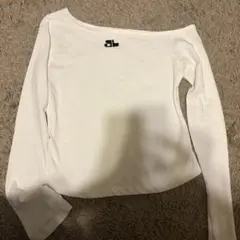 クロップド丈 ワンショルダー オフショルダー ホワイトTシャツ 長袖 ロンT