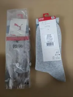 【新品ソックス２足セット】Puma Lサイズ（25-27 cm) グレー系
