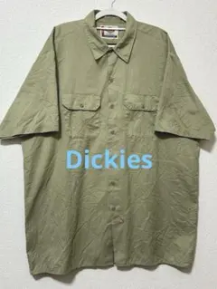 Dickies オリーブグリーンワークシャツ 複数カ所にシミあり 2XL